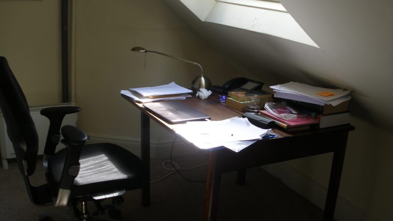Writing desk with manuscript